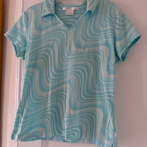 Nike Golf Blue and White Swirl Pattern Polo Shirt